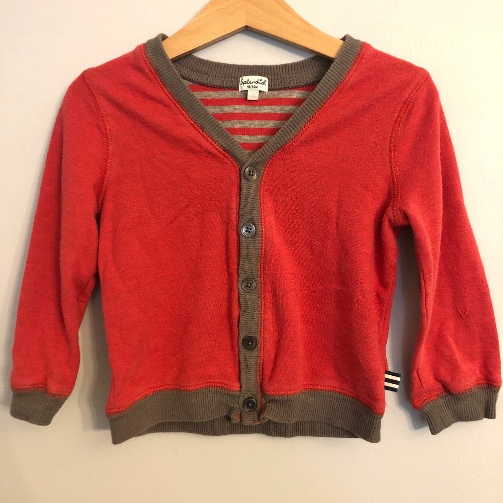 Splendid Red Cardigan with Contrast Trim